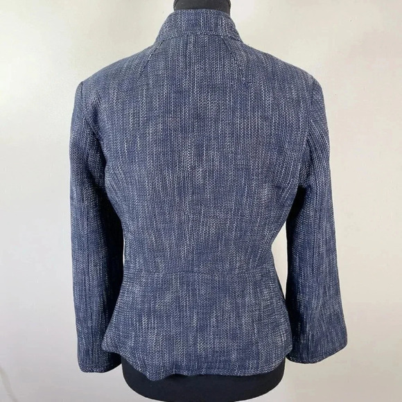 Banana Republic Cotton Tweed Heatherd Blue Military Jacket - Picture 4 of 16